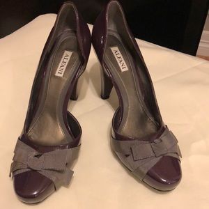 Alfani Plum Patent Leather Pumps -  Bow On Toe